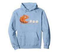 Funny Adventure Halloween Citrouille Mangeant des fantômes Sweat à Capuche, Unisexe pour Adultes, Bleu poudré, XL