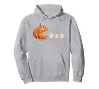 Funny Adventure Halloween Citrouille Mangeant des fantômes Sweat à Capuche, Unisexe pour Adultes, Gris Chiné, XL