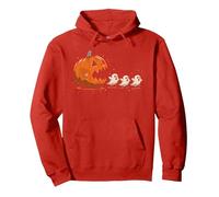 Funny Adventure Halloween Citrouille Mangeant des fantômes Sweat à Capuche, Unisexe pour Adultes, Rouge, XL