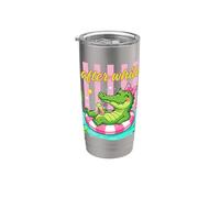 Funny After While Crocodile Rose rayé Gobelet isotherme en acier inoxydable double paroi