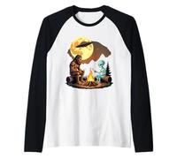Funny Alien and Bigfoot Campfire UFO Camping Outdoor Randonnée Manche Raglan