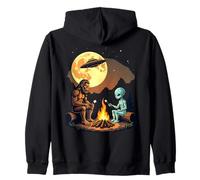 Funny Alien and Bigfoot Campfire UFO Camping Outdoor Randonnée Sweat à Capuche