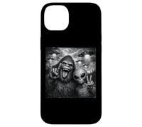 Funny Alien and Bigfoot Selfie UFO Rock on Sign Sasquatch Coque pour iPhone 14 Plus