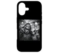 Funny Alien and Bigfoot Selfie UFO Rock on Sign Sasquatch Coque pour iPhone 17