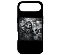 Funny Alien and Bigfoot Selfie UFO Rock on Sign Sasquatch Coque pour iPhone Air