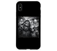Funny Alien and Bigfoot Selfie UFO Rock on Sign Sasquatch Coque pour iPhone XS Max