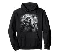 Funny Alien and Bigfoot Selfie UFO Rock on Sign Sasquatch Sweat à Capuche