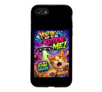 Funny Alien Cat Flying Saucer Graffiti Artwork Cartoon Coque pour iPhone SE (2020) / 7/8