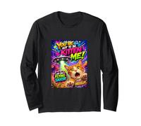 Funny Alien Cat Flying Saucer Graffiti Artwork Cartoon Manche Longue