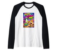 Funny Alien Cat Flying Saucer Graffiti Artwork Cartoon Manche Raglan