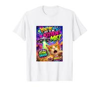 Funny Alien Cat Flying Saucer Graffiti Artwork Cartoon T-Shirt Graphique avec Valeur, Homme, Blanc, M
