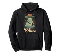 Funny Alien Christmas Believe UFO Santa Abduction Men Women Sweat à Capuche