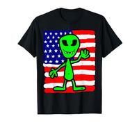 Funny Alien Gifts Drapeau Patriotique USA 4 Juillet UFO America T-Shirt