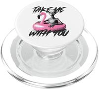 Funny Alien in Flamingo Float Take Me with You Sarcastique PopSockets PopGrip pour MagSafe