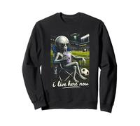 Funny Alien Soccer I Live Here Meme Boba Tea Design Sweatshirt
