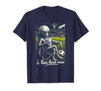 Funny Alien Soccer I Live Here Meme Boba Tea Design T-Shirt