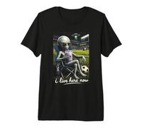 Funny Alien Soccer I Live Here Meme Boba Tea Design T-Shirt Haut de Gamme