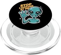 Funny Alien Stop Looking at Me for Space Humour PopSockets PopGrip pour MagSafe