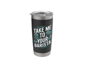 Funny Alien UFO Abduction Coffee - Take Me To Your Barista Gobelet isotherme en acier inoxydable double paroi