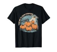 Funny Alien UFO Abduction Fall Farm Emmène-Moi Voir tes citrouilles T-Shirt