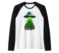 Funny Alien UFO Invasion Christmas Sci-FI Christmas Manche Raglan