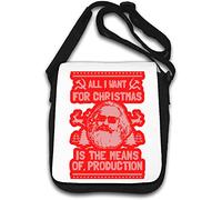 Funny All I Want for Christmas is The Means of Production Karl Marx Sac à bandoulière Blanc