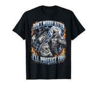 Funny Alpha Wolf Meme Don't Worry Kitten I'll Protect You T-Shirt