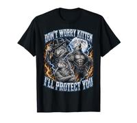 Funny Alpha Wolf Meme Don't Worry Kitten I'll Protect You T-Shirt