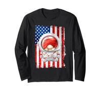 Funny American Flag Themed Grumpy GNOME for Men Space Lovers Manche Longue