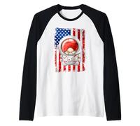 Funny American Flag Themed Grumpy GNOME for Men Space Lovers Manche Raglan