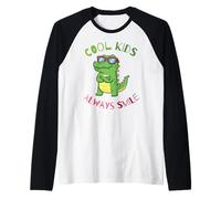 Funny Animal Cool Kids Always Smile, Crocodile Alligator Manche Raglan