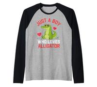 Funny Animal Crocodile, Just a Boy Who Loves Alligator Manche Raglan
