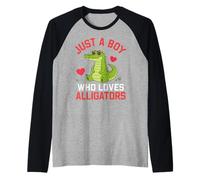 Funny Animal Crocodile, Just a Boy Who Loves Alligators Manche Raglan