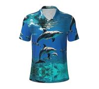 Funny Animal Dolphin Polo de golf à manches courtes pour les escapades de w nd, les excursions à la plage, Noir , L