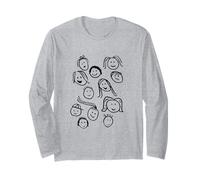 Funny Artsy Linocut Kids Visages souriants Manche Longue