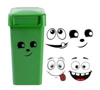 Funny Autocollants de Poubelle à Roulettes, 4 Feuilles Dessin Animé Expressions Autocollant Poubelle Autocollants pour Poubelles Roulettes Yeux et Bouche Stickers Muraux Décoratifs Auto-Adhésifs (B)