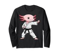 Funny Axolotl Doing Karate Samurai Ninja Axolotl Manche Longue