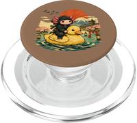 Funny Axolotl Ninja Riding Duck Cute Animal Humour Design PopSockets PopGrip pour MagSafe