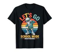 Funny Back to School Vibes Retro Skeleton School Mode Kids T-Shirt