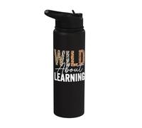 Funny Back to School Wild About Learning Teacher Stainless Steel Insulated Water Bottle