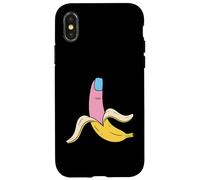 Funny Banana Finger avec Vernis à Ongles Rouge Coque pour iPhone X/XS