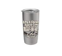 Funny Bar-B-Q Barbecue pour cochon, poulet, vache Gobelet isotherme en acier inoxydable double paroi