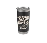 Funny Bar-B-Q Barbecue pour cochon, poulet, vache Gobelet isotherme en acier inoxydable double paroi
