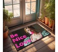 Funny Bar Decor Be Nice Love : A Whimsical Bubble Gum Moment Paillasson extérieur Décoration d'automne Grand paillasson pour entrée extérieure (50 x 80 cm)