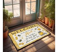 Funny Bar Decor Bee-Utiful Honey Haven : Welcome To Our Hive! Paillasson extérieur décoration d'automne Grand paillasson pour entrée extérieure (50 x 80 cm)