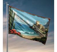 Funny Bar Decor Monaco : un paradis côtier méditerranéen avec château et drapeau de mer trucs pour votre décoration de chambre (120 x 180 cm)