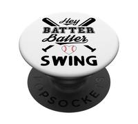 Funny Baseball Batter Batter Swing Hey Game Day Baseball Mom PopSockets PopGrip Adhésif