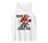 Funny Baseball Catcher Run I Dare You Backstop Batterie Mate Débardeur