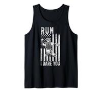 Funny Baseball Catcher Run I Dare You Drapeau américain USA Débardeur