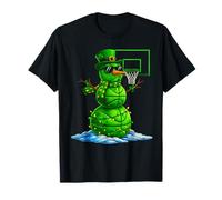 Funny Basketball Snowman St. Patrick’s Day Lucky Hoops Print T-Shirt